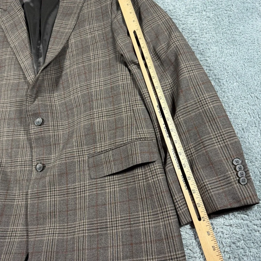 Joseph Abboud Glen Check Plaid‎ Wool Blazer Jacket Sport Coat Mens 44 Brown